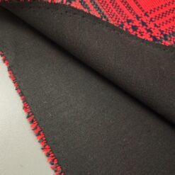 🌟 Luxuriöser rot-blauer Wollkaro mit schwarzer Unterseite - schwerer, elastischer Stoff für Mäntel und Jacken letzter Rest 3 m