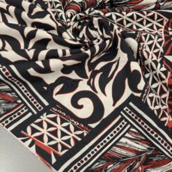 Schwarz-roter Baumwoll-Popelin mit orientalischem Muster