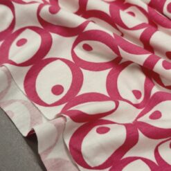 Pink-weißer Jersey mit Retro-Kreisen (170g/m²) 1 kg / 19,90 €