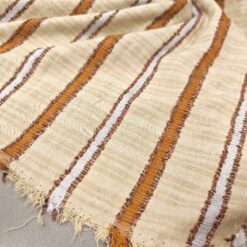 🌿 Natur Leinen-Viskose - orange Streifen - luftiger Sommerstoff