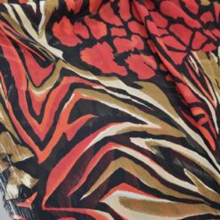 Georgette mit rot-schwarz-braunem Animal-Print - exotische Leichtigkeit (77 g/m²)
