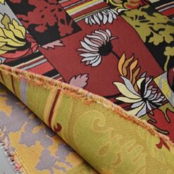 Jacquard - orientalischer Patchwork in Rot-Gold-Tönen